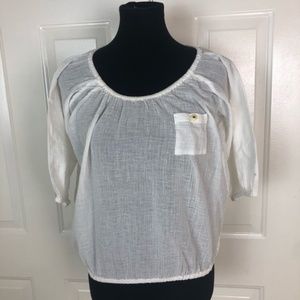 J. Crew White Peasant 3/4 Sleeve Top Size XXS